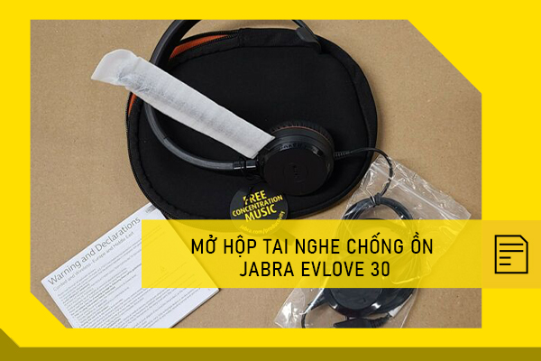 Mở hộp tai nghe chống ồn Jabra evlove 30